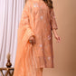 Elegant Coral Chanderi Silk Hand-Embroidered Suit Set with Dupatta