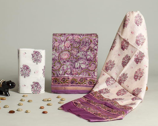 Designer Hand Painted Chanderi Silk Suit Set