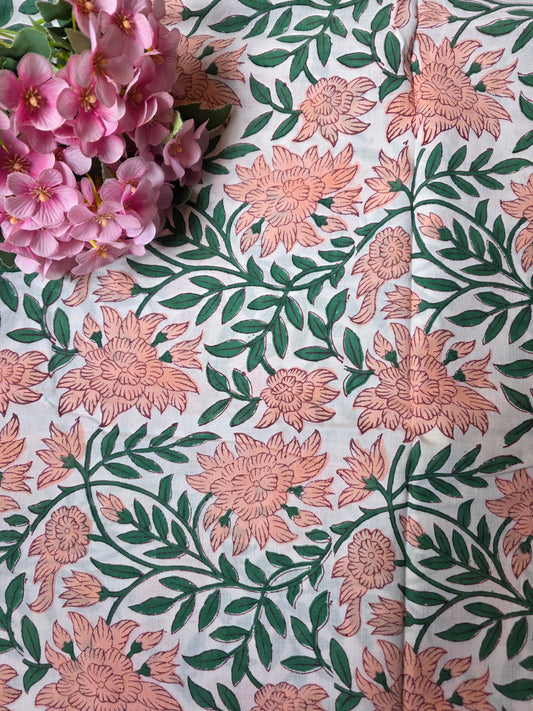 Pure Soft Cotton Handblock Printed Fabric