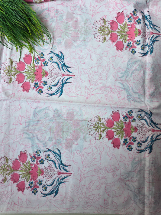 Pure Soft Cotton Handblock Printed Fabric