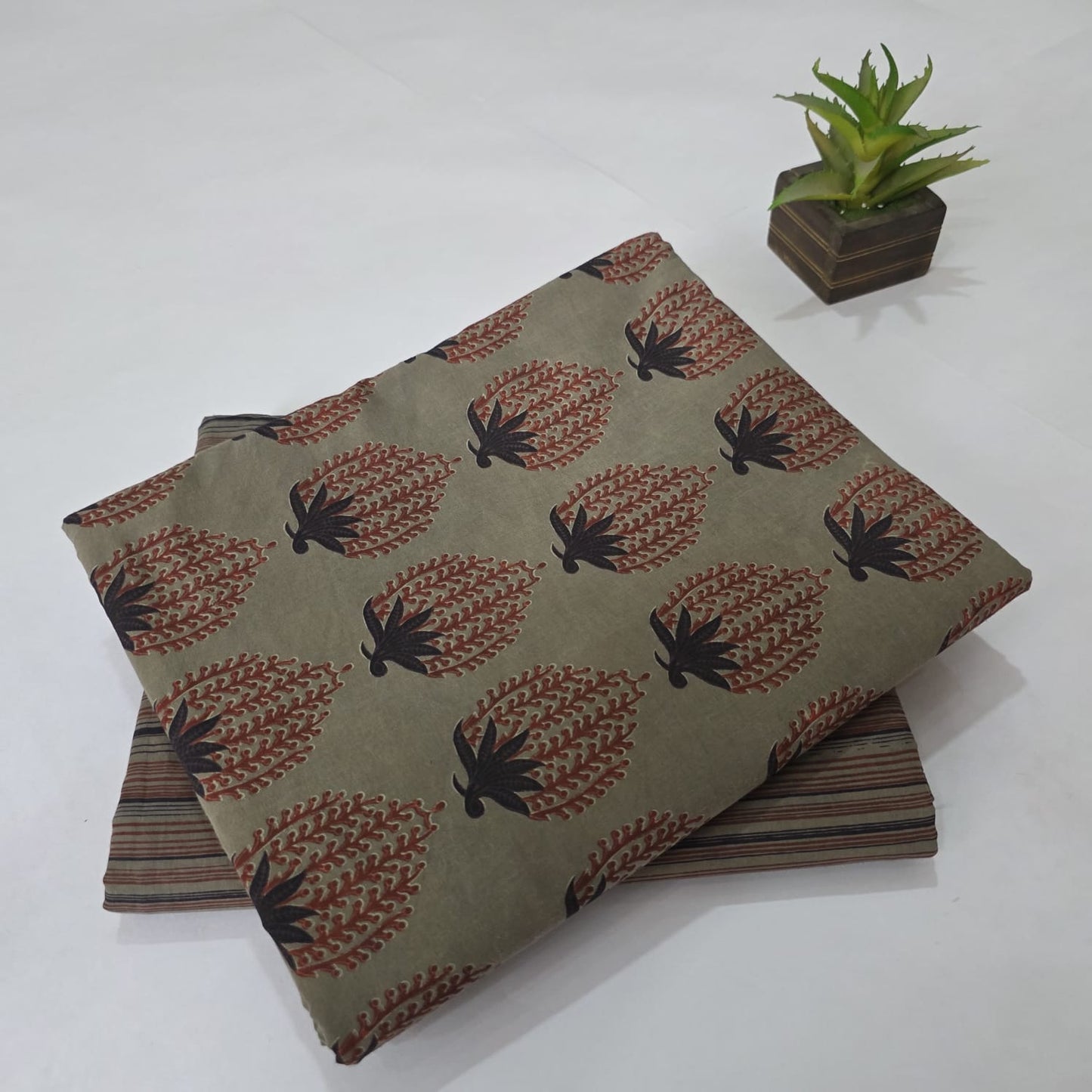 Pure Soft Cotton Handblock Printed 2PC Top-Bottom Suit Set