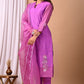 Elegant Coral Chanderi Silk Hand-Embroidered Suit Set with Dupatta