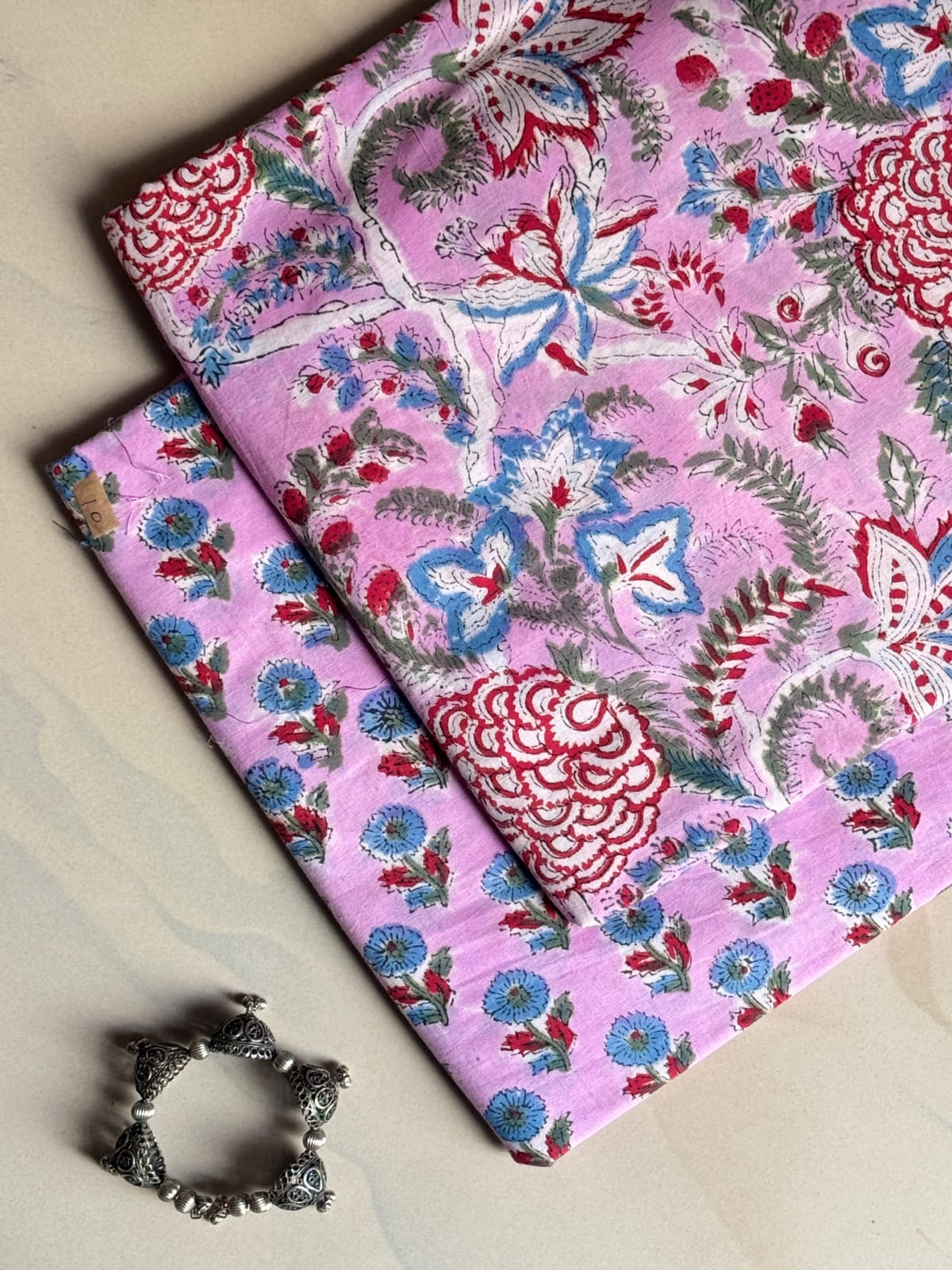 Pure Soft Cotton Handblock Printed 2PC Top-Bottom Suit Set (2.50 Meter Each)