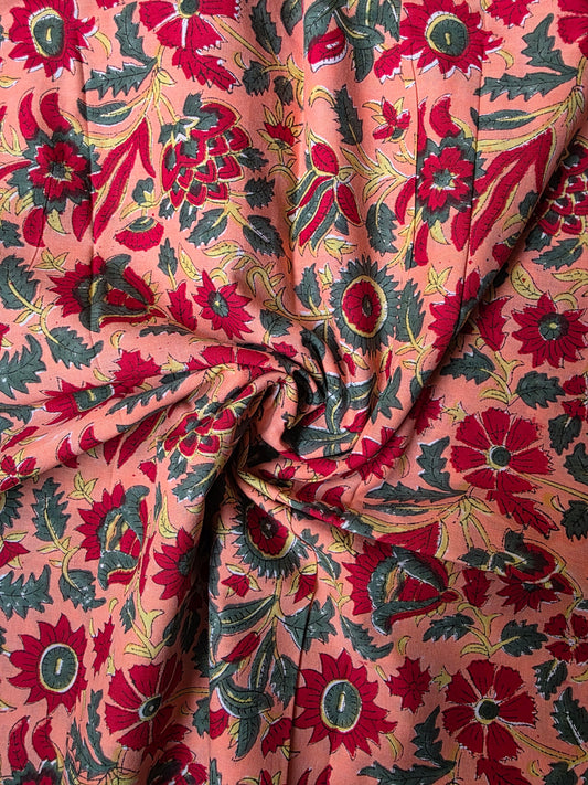 Pure Soft Cotton Handblock Printed Fabric