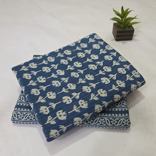Pure Cotton Kantha Handblock Printed 2PC Top-Bottom Suit Set