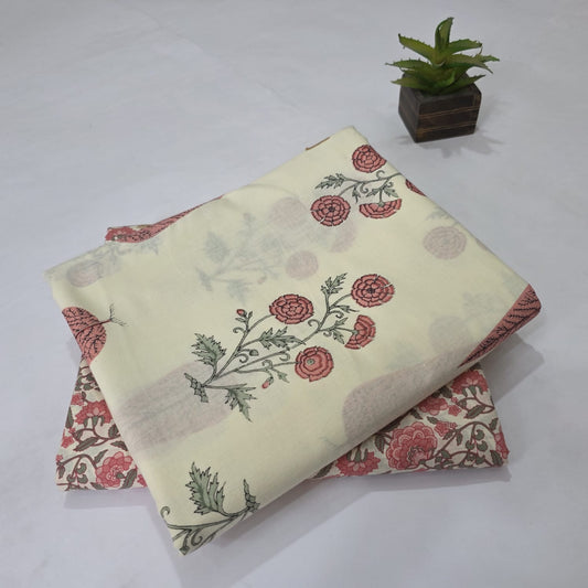 Pure Soft Cotton Handblock Printed 2PC Top-Bottom Suit Set