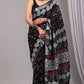 Pure Cotton Linen Handblock Printed Saree With Blouse