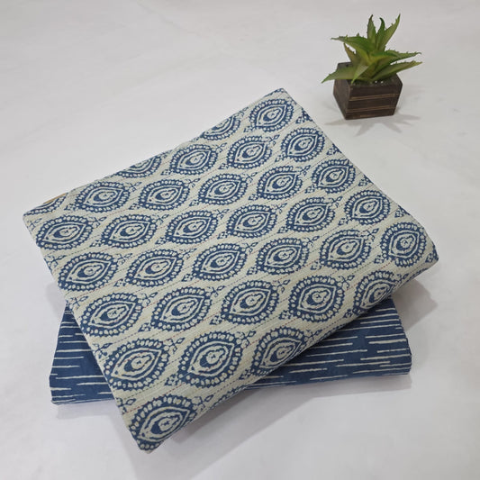 Pure Kantha Cotton Handblock Printed 2PC Top-Bottom Suit Set