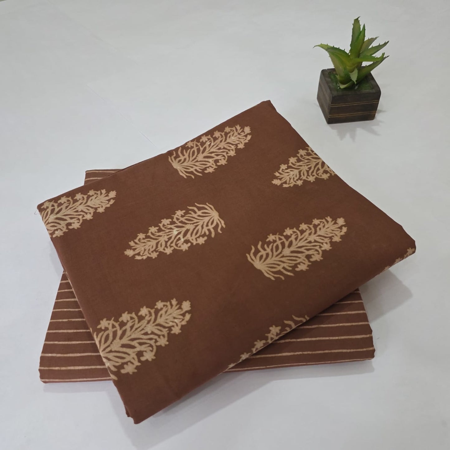 Pure Soft Cotton Handblock Printed 2PC Top-Bottom Suit Set