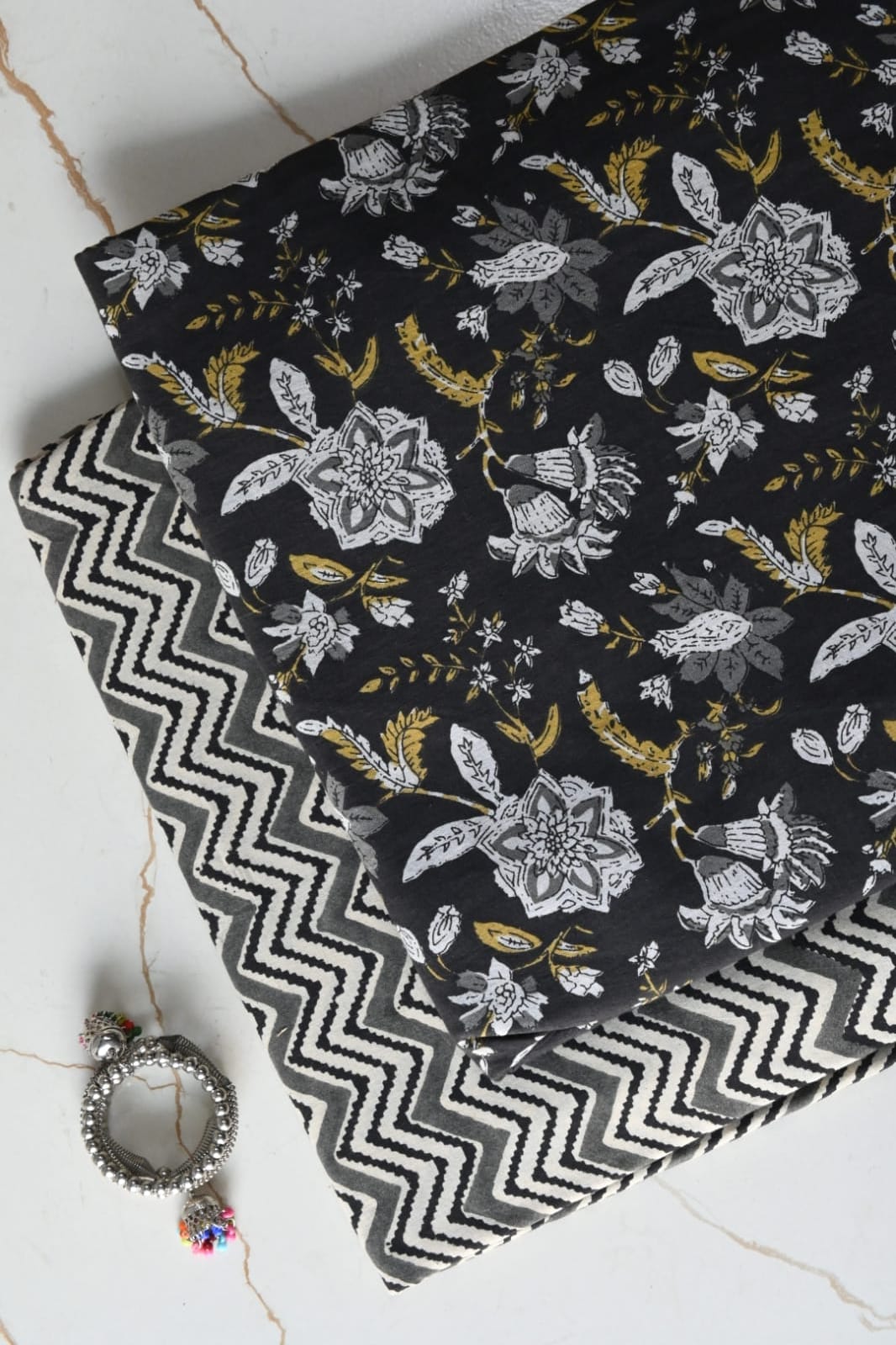 Pure Soft Cotton Handblock Printed 2PC Top-Bottom Suit Set (2.50 Meter Each)