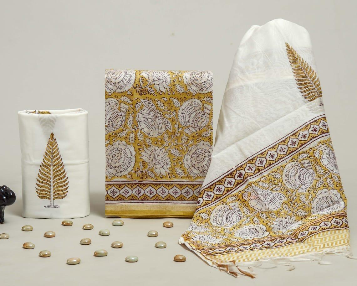 Designer Hand Painted Chanderi Silk Suit Set