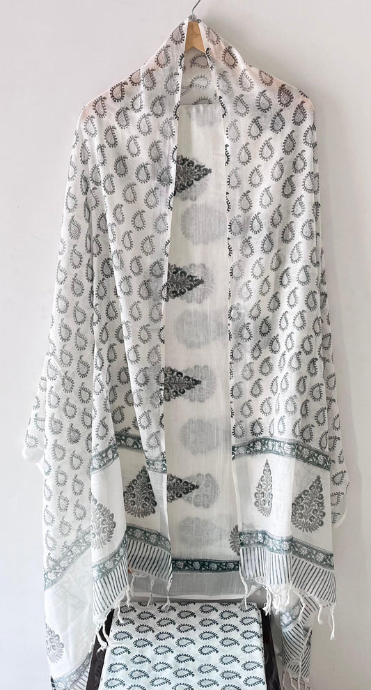 Premium Cotton Linen Hand Block Printed Cotton Linen Suit Set
