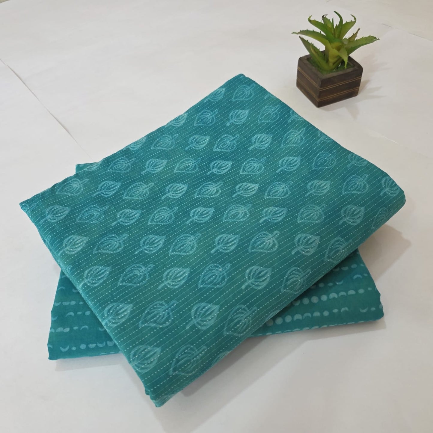 Pure Kantha Cotton Handblock Printed 2PC Top-Bottom Suit Set