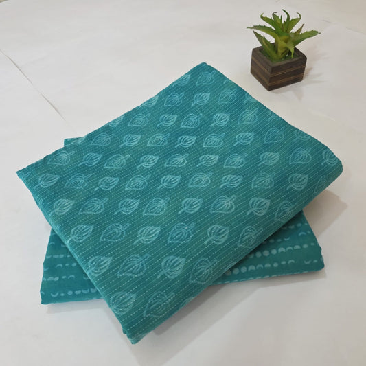 Pure Kantha Cotton Handblock Printed 2PC Top-Bottom Suit Set