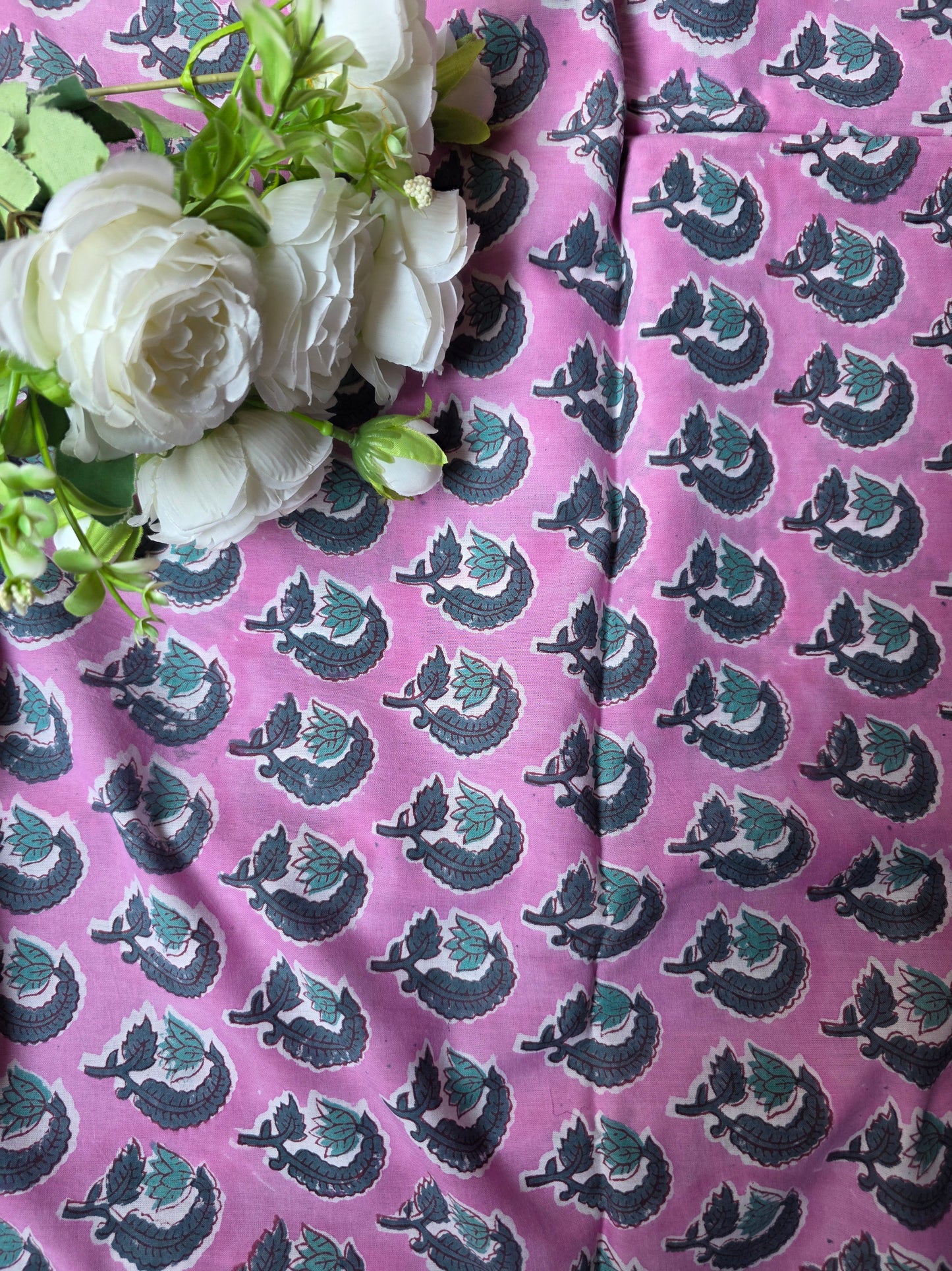 Pure Soft Cotton Handblock Printed Fabric