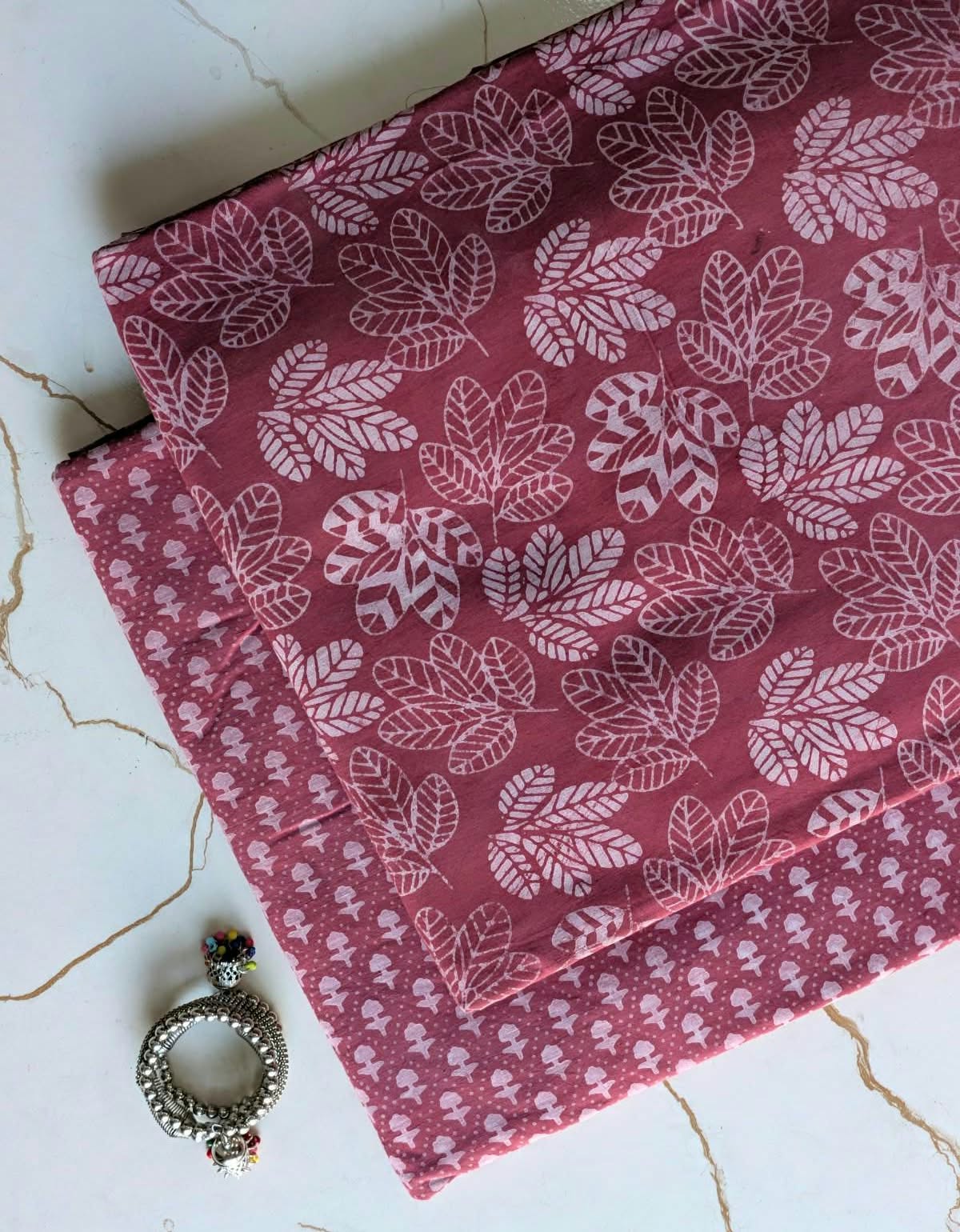Pure Soft Cotton Handblock Printed 2PC Top-Bottom Suit Set (2.50 Meter Each)