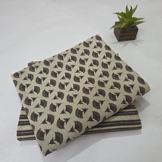 Pure Soft Cotton Handblock Printed 2PC Top-Bottom Suit Set