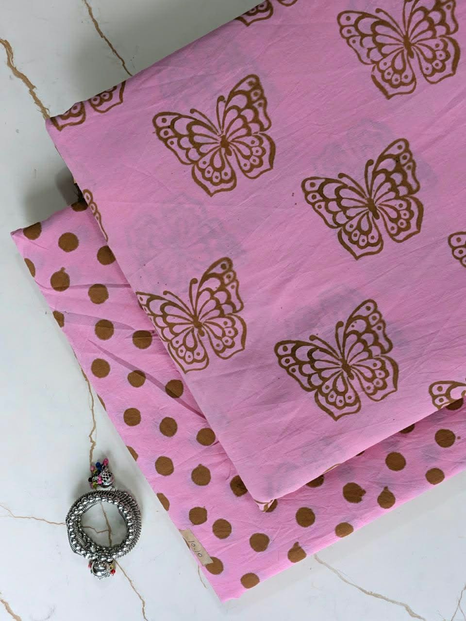 Pure Soft Cotton Handblock Printed 2PC Top-Bottom Suit Set (2.50 Meter Each)