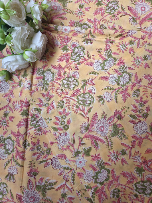 Pure Soft Cotton Handblock Printed Fabric