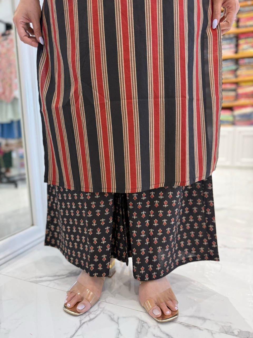 Premium Cotton Suit Set With Detailing Work On Yoke