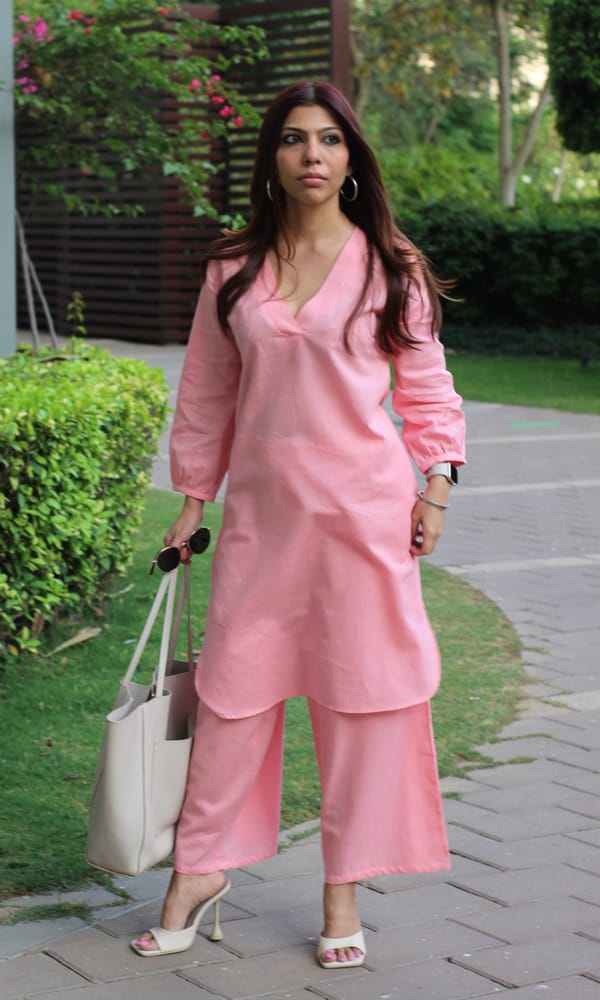 Pure Soft Cotton Slub Co-ord Set For Office Wear