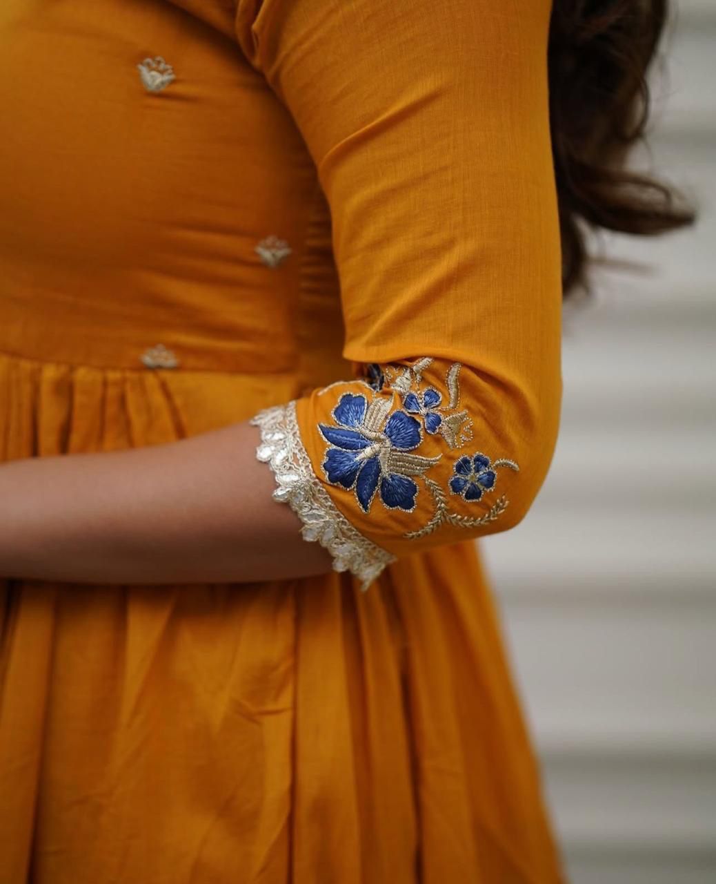 Pure Cotton Anarkali Suit Set With Beautiful Embroidery Work