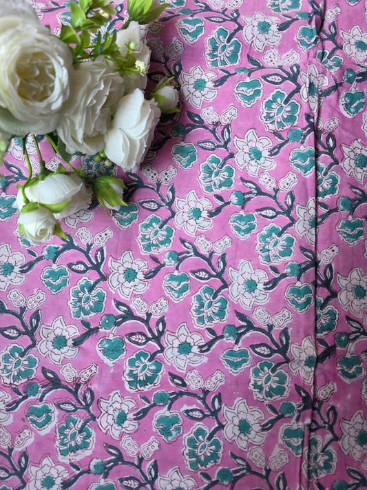 Pure Soft Cotton Handblock Printed Fabric