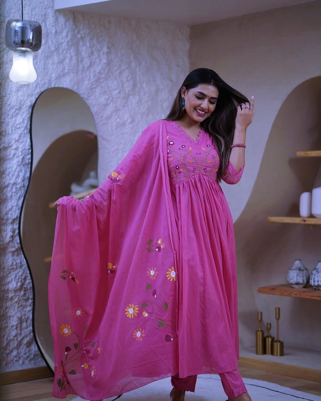 Pure Soft Cotton Suit Set With Embroidery Work