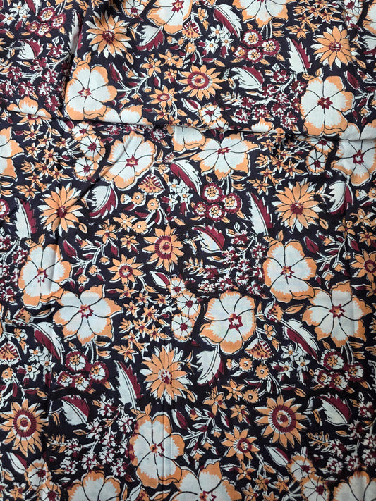 Pure Soft Cotton Handblock Printed Fabric