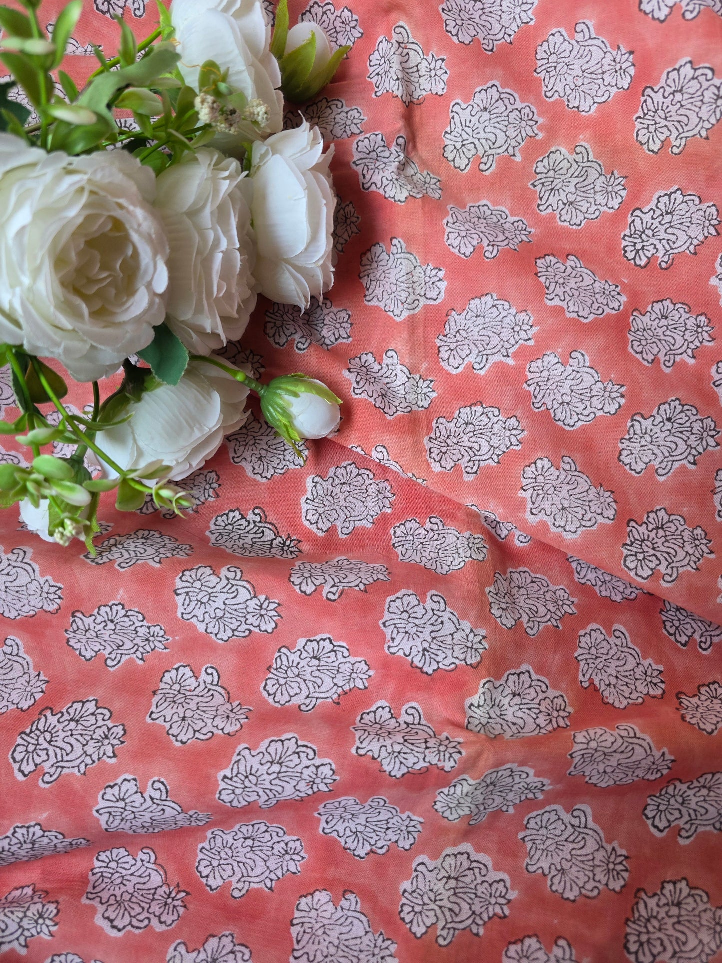 Pure Soft Cotton Handblock Printed Fabric