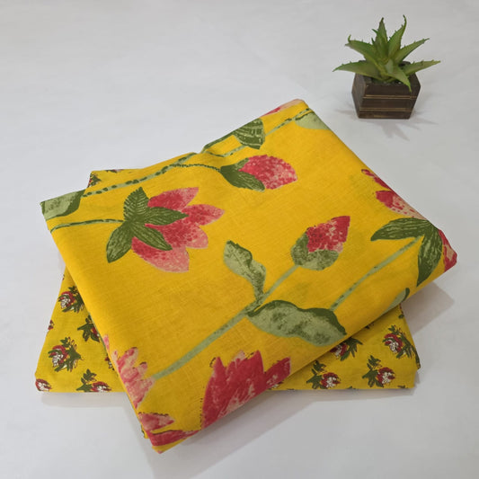 Pure Soft Cotton Handblock Printed 2PC Top-Bottom Suit Set
