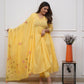 Yellow Pure Soft Cotton Suit Set With Embroidery Work