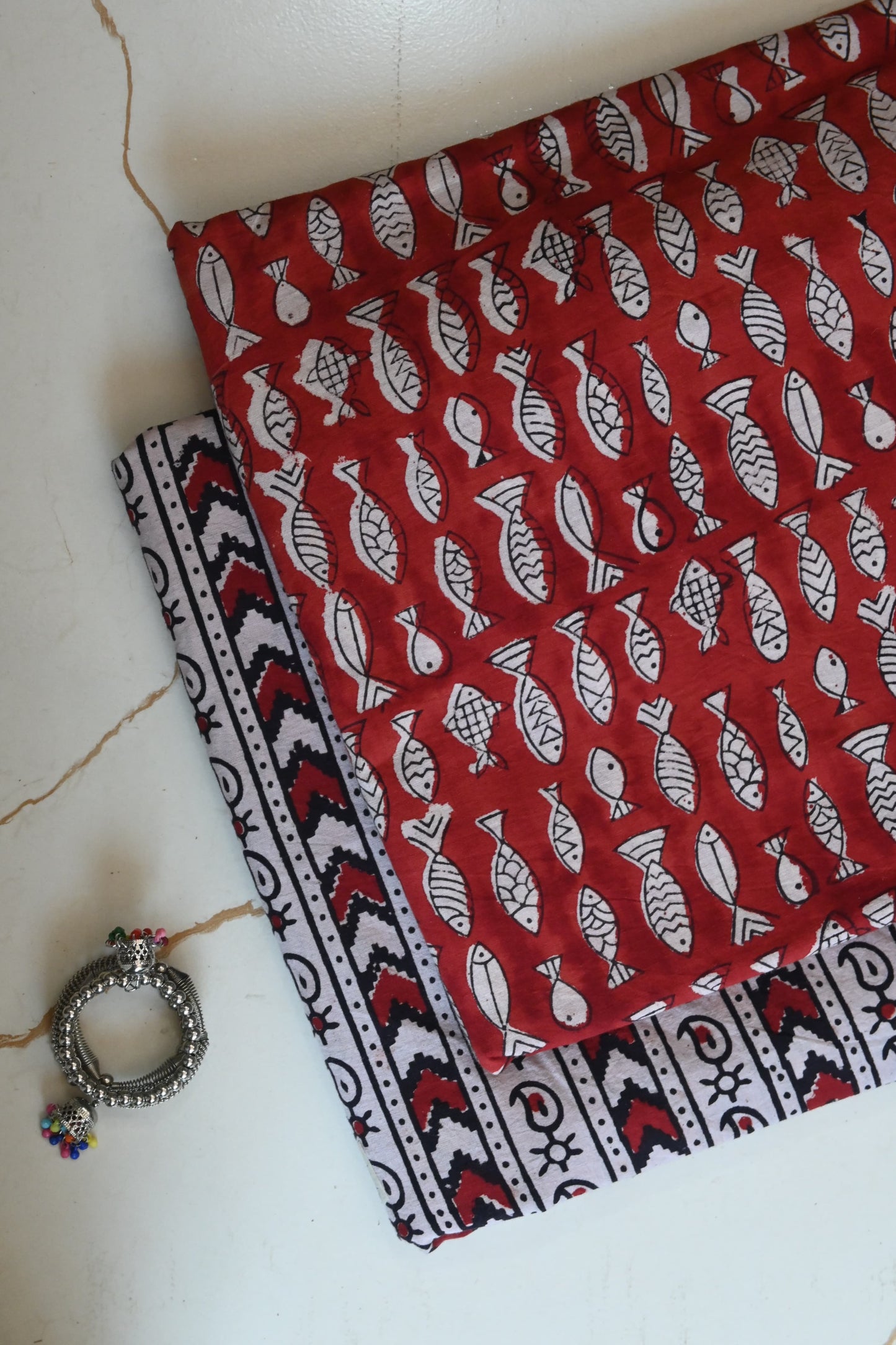 Pure Soft Cotton Handblock Printed 2PC Top-Bottom Suit Set (2.50 Meter Each)