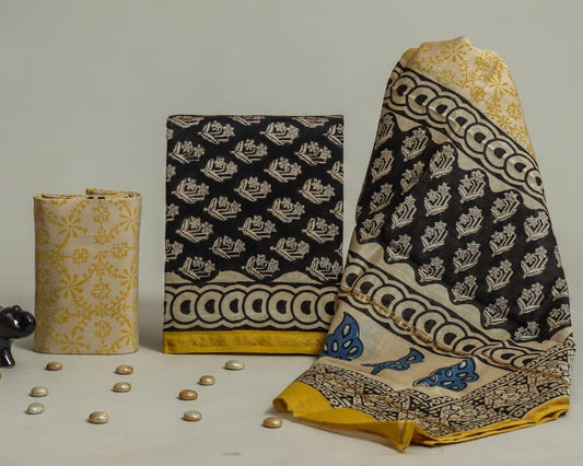 Designer Hand Painted Chanderi Silk Suit Set