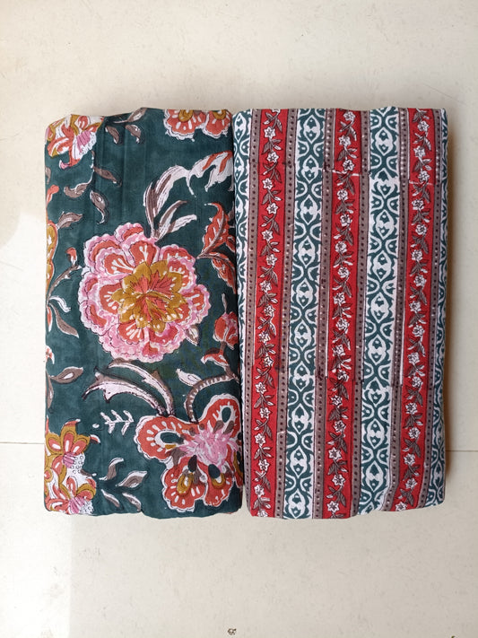 Pure Soft Cotton Handblock Printed 2PC Top-Bottom Suit Set