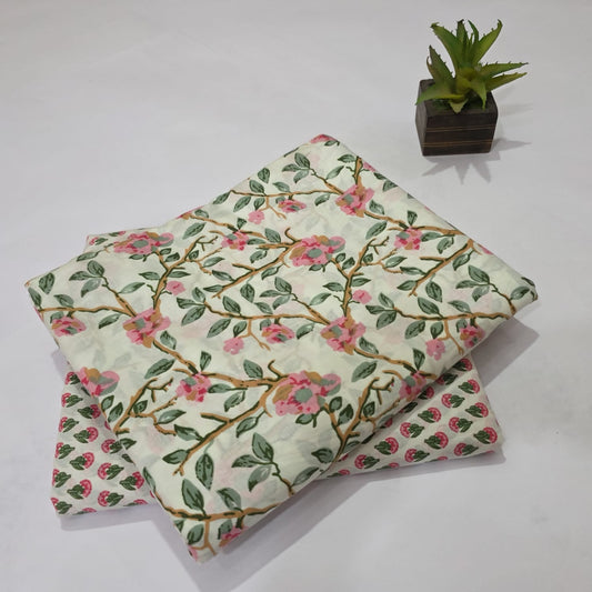 Pure Cotton Handblock Printed 2PC Top-Bottom Suit Set