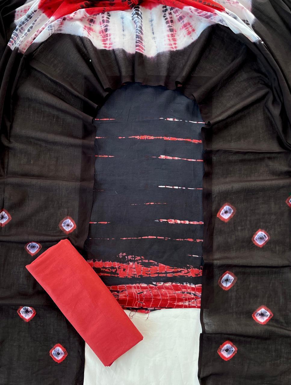 Pure Soft Cotton Hand Block Printed Suit Set With Cotton Dupatta