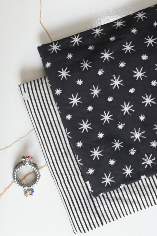 Pure Soft Cotton Handblock Printed 2PC Top-Bottom Suit Set (2.50 Meter Each)