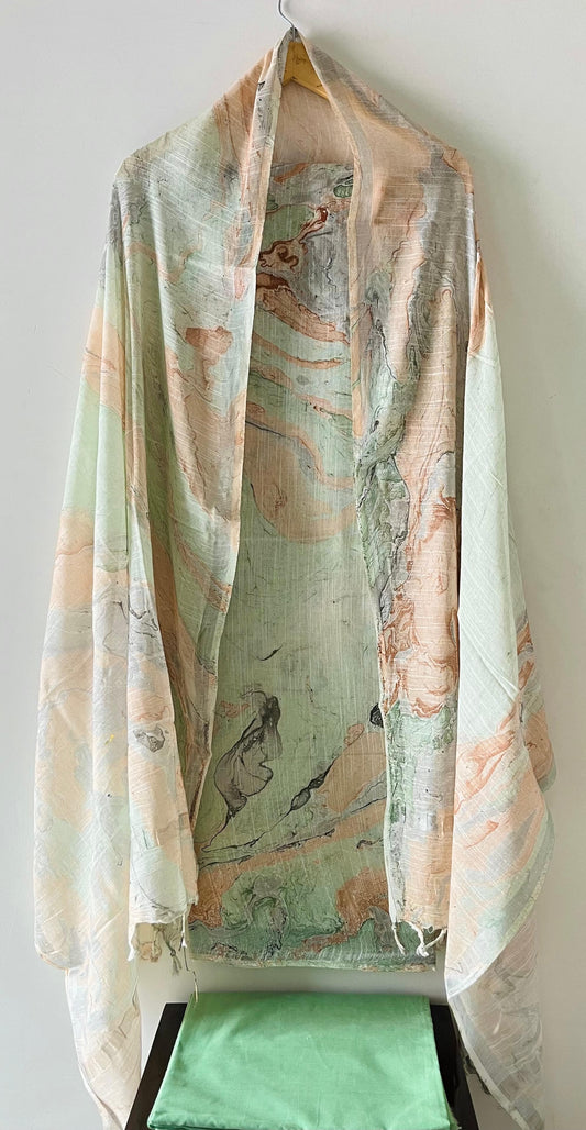 Premium Cotton Linen Hand Block Printed Cotton Linen Suit Set