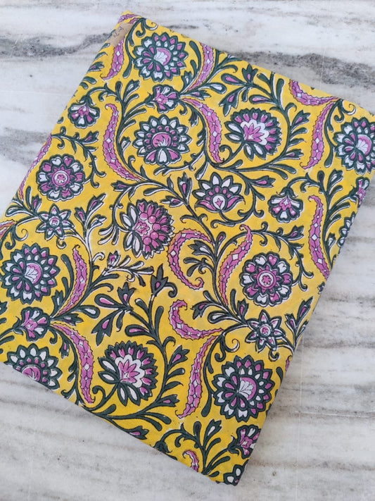 (Pre-cut 2.15 Meter) Pure Soft Cotton Hand Block Printed Fabric