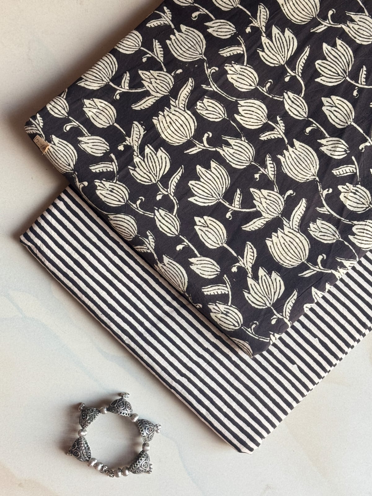 Pure Soft Cotton Handblock Printed 2PC Top-Bottom Suit Set (2.50 Meter Each)