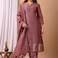 Elegant Coral Chanderi Silk Hand-Embroidered Suit Set with Dupatta