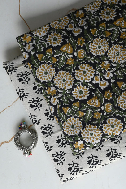 Pure Soft Cotton Handblock Printed 2PC Top-Bottom Suit Set (2.50 Meter Each)
