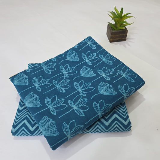 Pure Cotton Handblock Printed 2PC Top-Bottom Suit Set