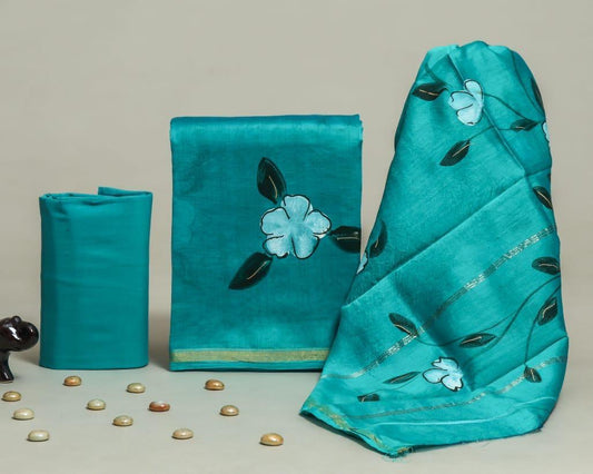 Designer Hand Painted Chanderi Silk Suit Set