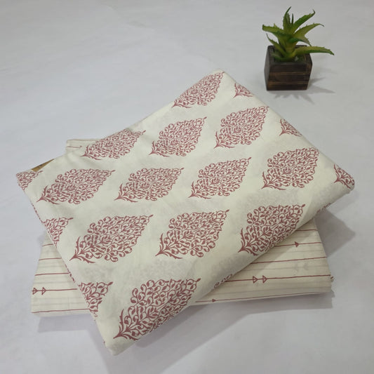 Pure Soft Cotton Handblock Printed 2PC Top-Bottom Suit Set