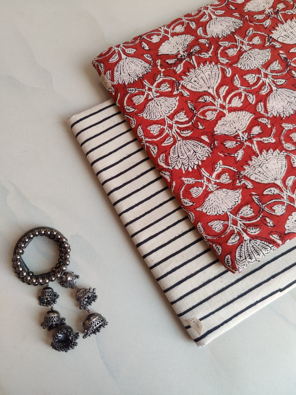 Pure Soft Cotton Handblock Printed 2PC Top-Bottom Suit Set (2.50 Meter Each)