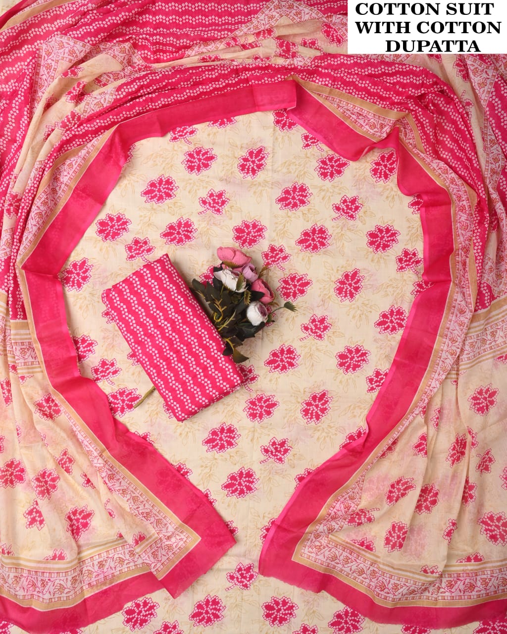 Designer Hand Block Printed Cotton Suit Set With Cotton Dupatta