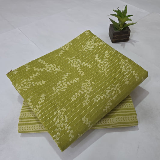 Pure Cotton Lurex Handblock Printed 2PC Top-Bottom Set