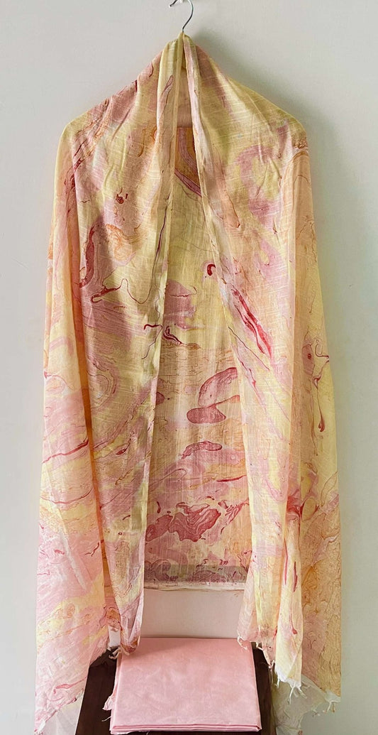 Premium Cotton Linen Hand Block Printed Cotton Linen Suit Set